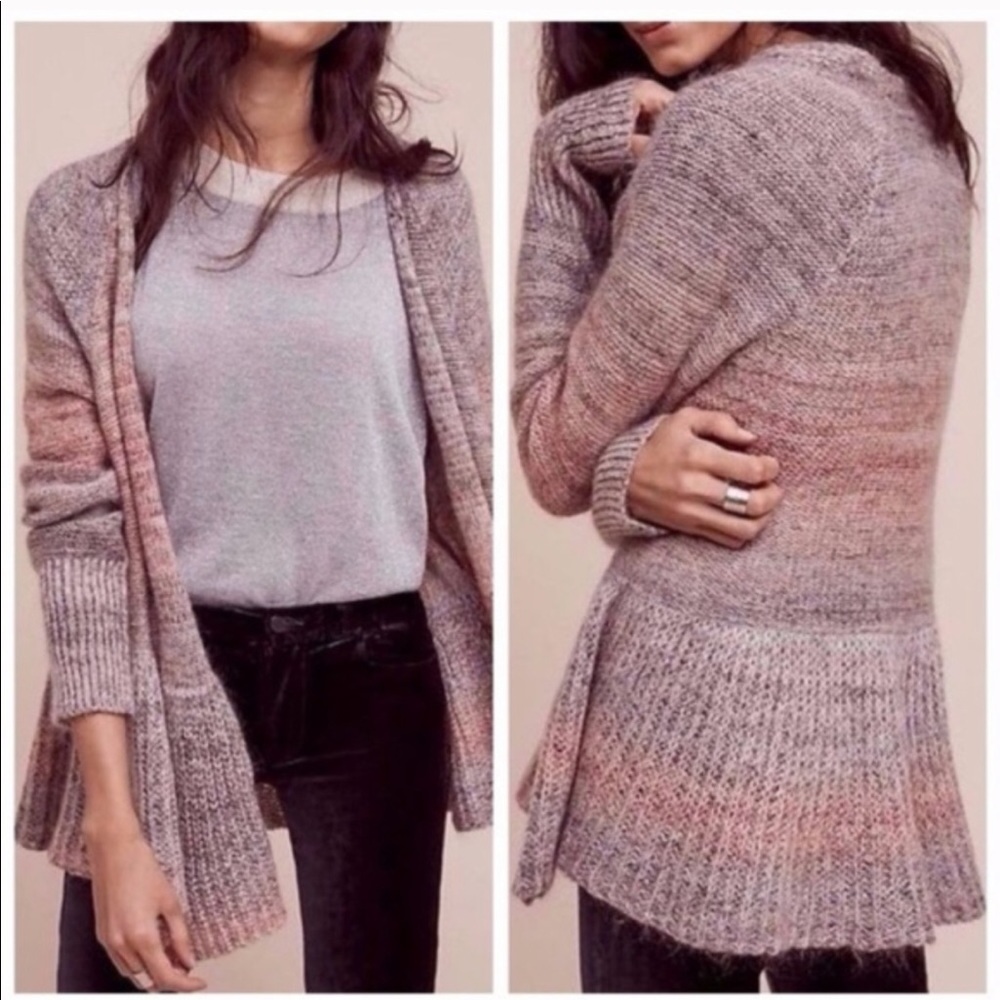 Anthro Knitted and Knotted Cody Peplum Cardigan